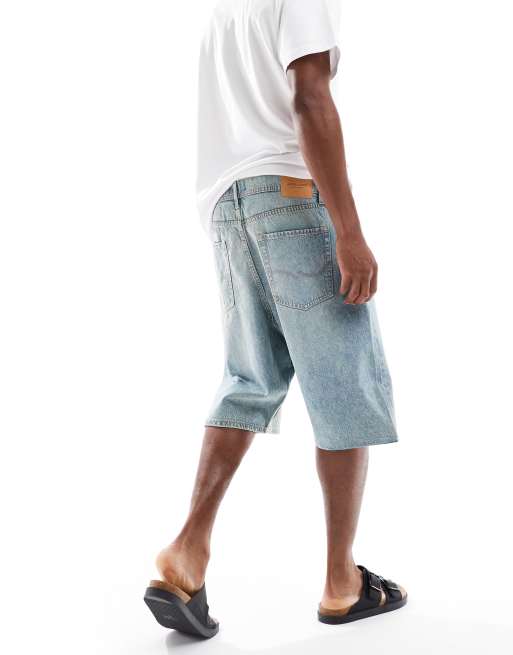 Jack & Jones Ron fit skater jorts in sand wash blue