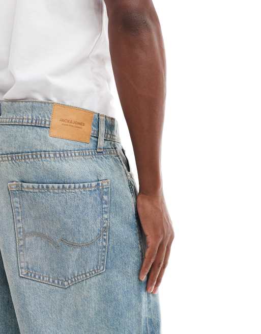 Jack & Jones Ron fit skater jorts in sand wash blue