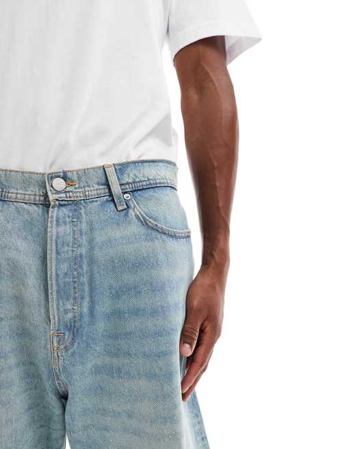 Jack & Jones Ron fit skater jorts in sand wash blue