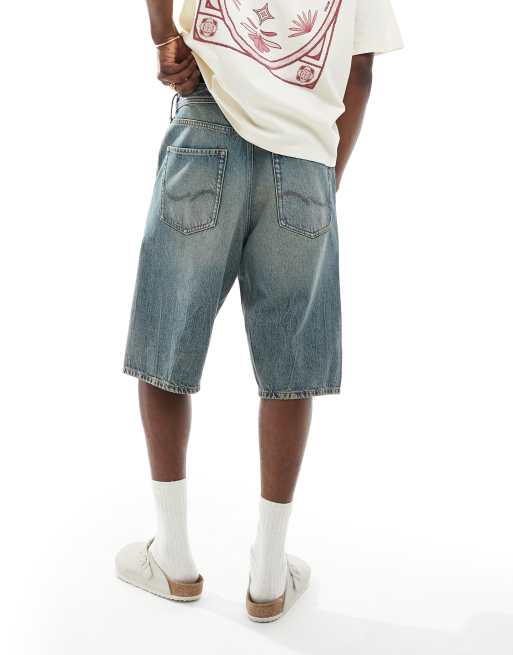 Jack & Jones – Ron – Mellanblå, långa jeansshorts med dekorativ söm, 4 av 5