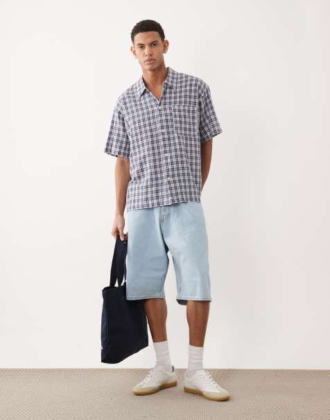 Jack & Jones Ron baggy fit denim jorts in light blue 