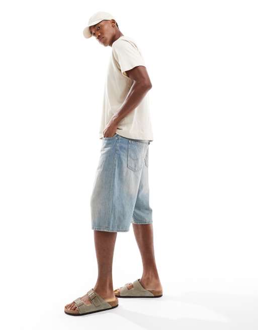 Jack & Jones - Ron - Pantaloncini di jeans stile skater lavaggio blu chiaro, 5 di 5
