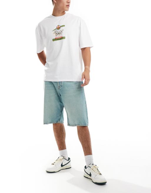 Jack & Jones - Ron - Short en jean coupe skateur - Bleu moyen