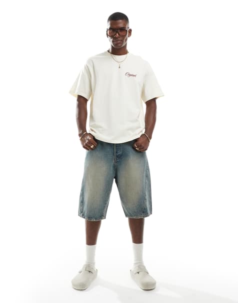 Jack & Jones - Ron - Short en jean surpiqué - Bleu moyen - view 1