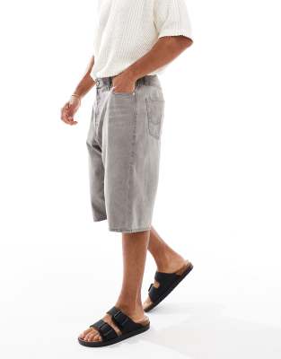 Jack & Jones Ron Skater Denim Shorts In Gray