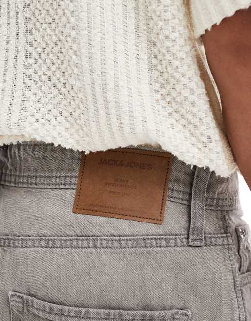 Jack & Jones Ron skater denim shorts in gray denim 