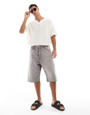 Jack & Jones Jack & Jones ron skater denim shorts in grey denim