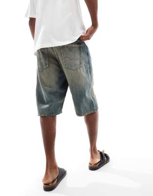 Jack & Jones Ron Denim Shorts With Seam Detailing In Blue