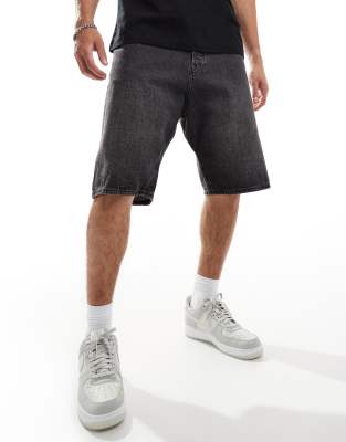 Jack & Jones Ron Skater Fit Denim Shorts In Washed Black