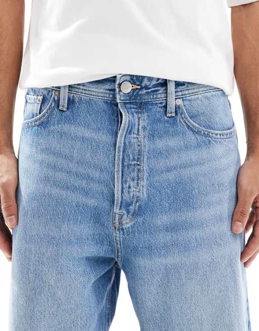 Jack & Jones Ron skater fit jeans in mid blue wash
