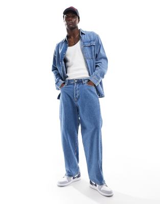 Jack & Jones ron skater jean co-ord in mid blue wash