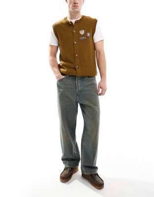 Jack & Jones Jack & Jones Ron skater jean with brown cast wash in black