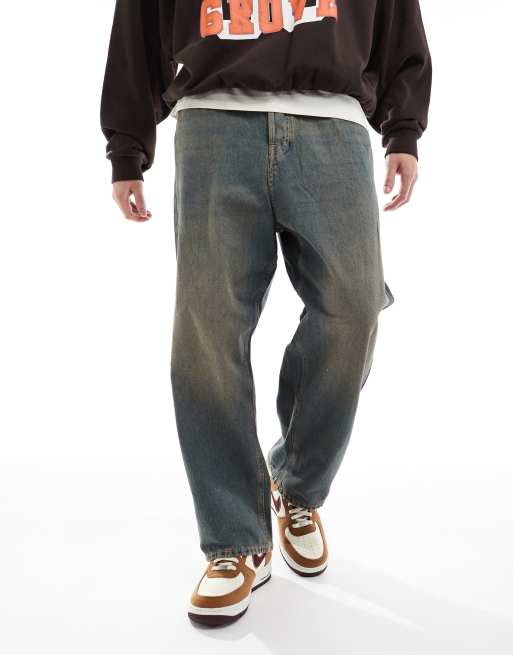 Jack & Jones ron skater jeans with brown cast wash in black