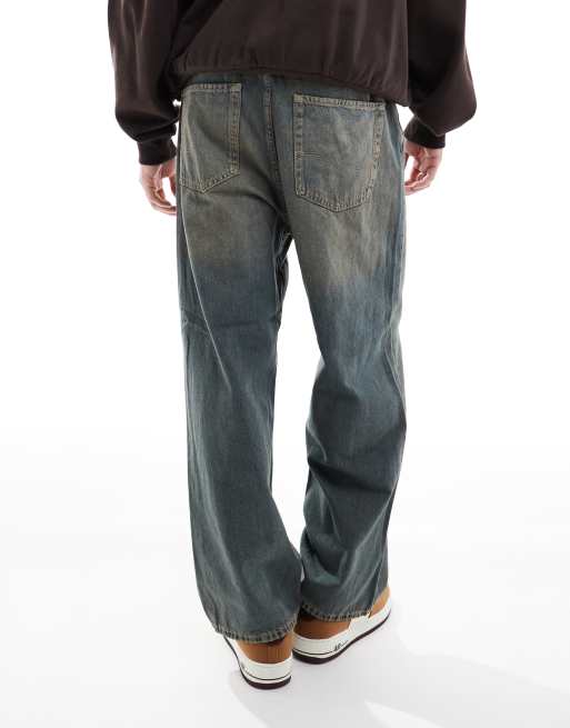 Jack & Jones ron skater jeans with brown cast wash in black