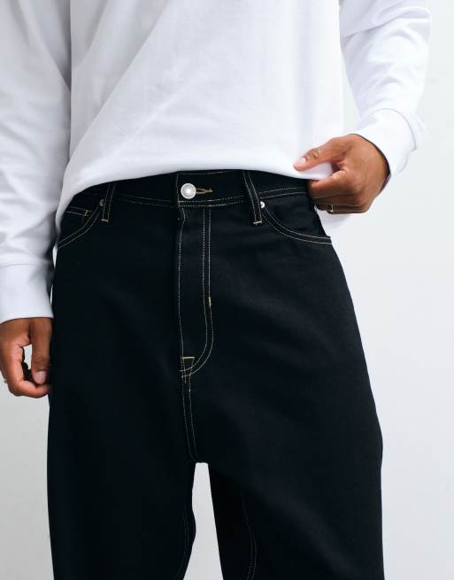 Jack & Jones Ron skater jeans in black with constrast stitch, 2 of 5