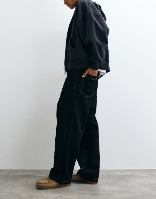 Jack & Jones Ron skater jeans in black with constrast stitch, 3 of 5