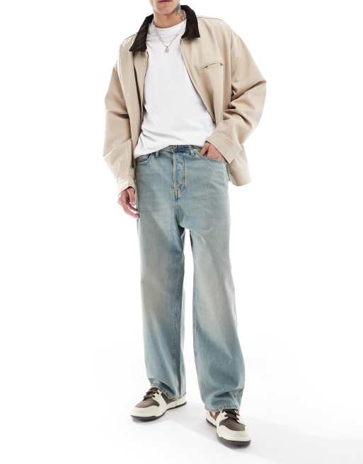 Jack & Jones – Ron – Skater-Jeans in blauer überfärbter Waschung, 4 von 5