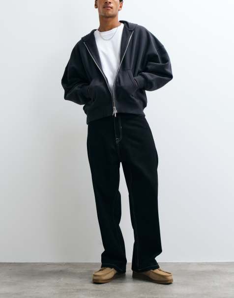 Jack & Jones Ron skater jeans in zwart met contrasterende stiksels - view 1