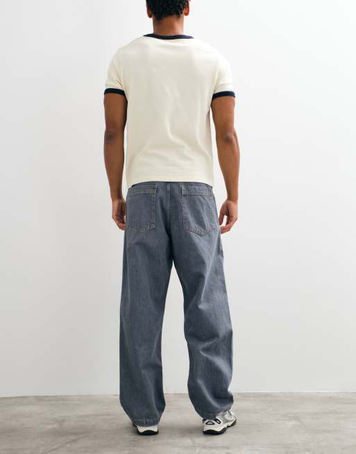 Jack & Jones Ron skaterjeans in blauwgrijs met contrasterende stiksels, 3 van 5