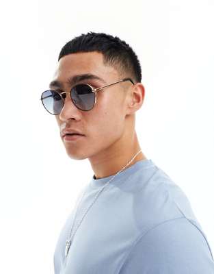 Jack & Jones round sunglasses in gold