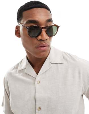 Jack & Jones Jack & Jones round sunglasses in tortoiseshell-Brown
