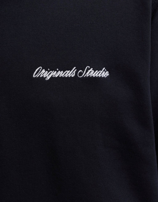 Jack & Jones - Ruimvallend sweatshirt met kwart rits in zwart, 5 van 5