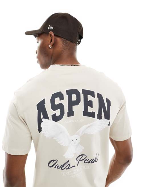 Jack & Jones - Ruimvallend T-shirt met print op de achterkant in beige