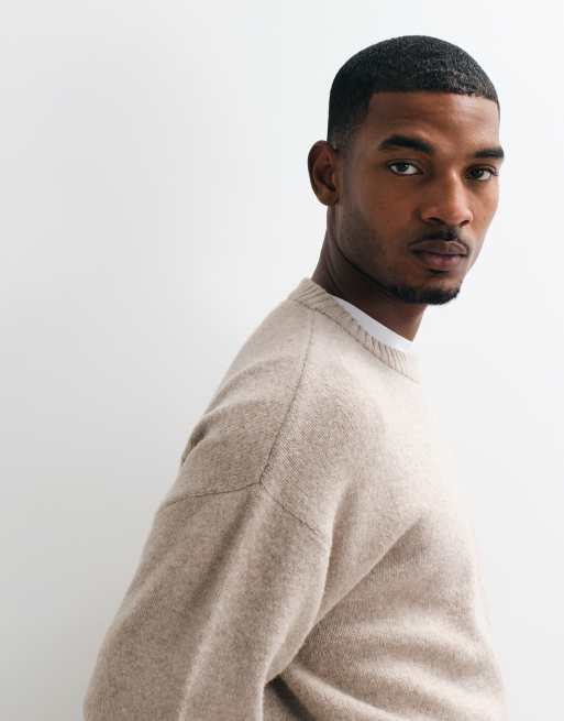 Jack & Jones ruimvallende fluffy trui in beige, 5 van 5