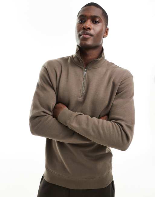 Jack & Jones - Ruimvallende sweater met korte rits in kaki