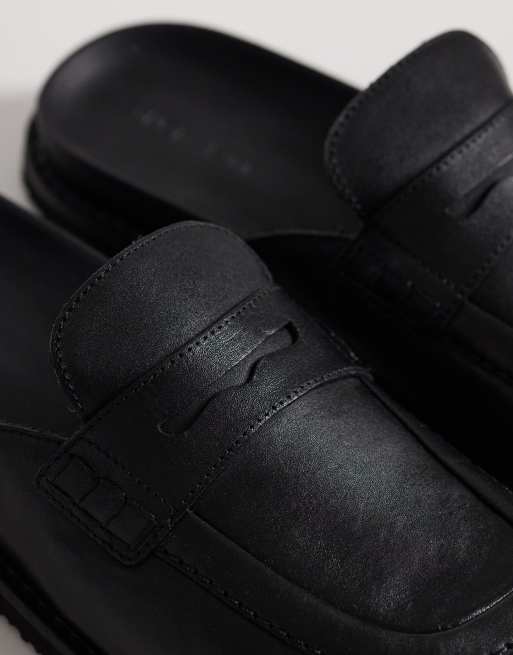 Jack & Jones - Sabot stile mocassino in pelle neri, 4 di 4