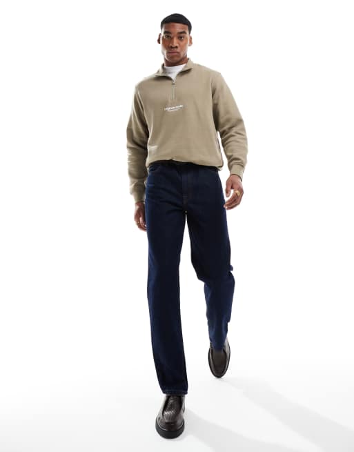 Jack & Jones – Salviagrön sweatshirt med logga och 1/4-lång dragkedja, 3 av 4