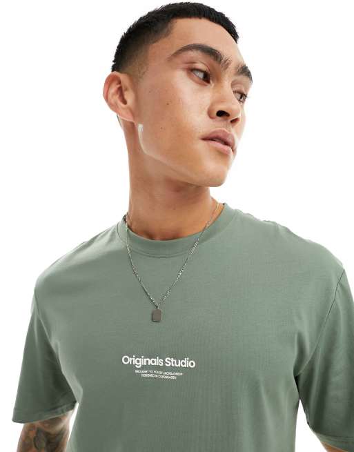 Jack & Jones – Salviagrön t-shirt i oversize med Originals-tryck , 2 av 4