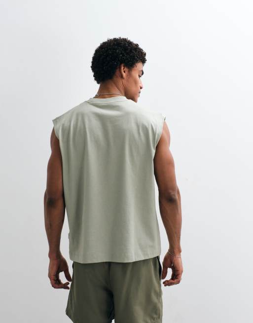 Jack & Jones - Salviegrøn oversized tanktop i firkantet pasform, 5 af 7
