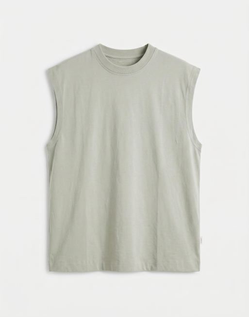 Jack & Jones - Salviegrøn oversized tanktop i firkantet pasform, 6 af 7
