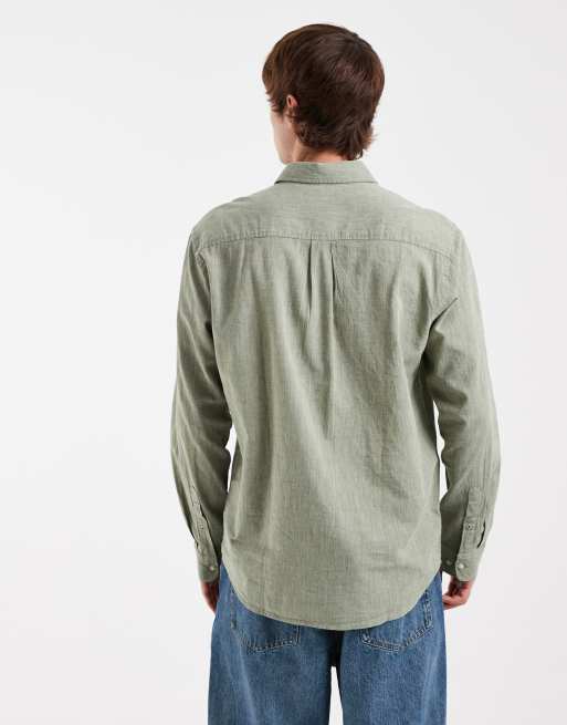 Jack & Jones - Salviegrøn skjorte med lange ærmer i hørblanding, 5 af 6