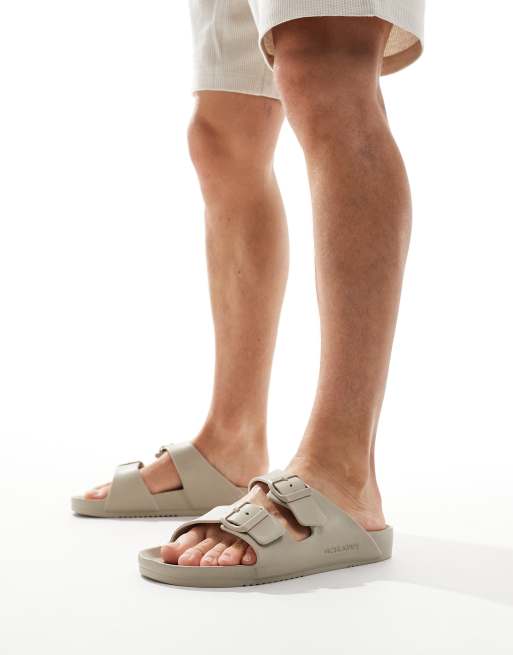 Jack & Jones – Sandalen in Hellbeige mit Fußbett und zwei Riemen, 3 von 4