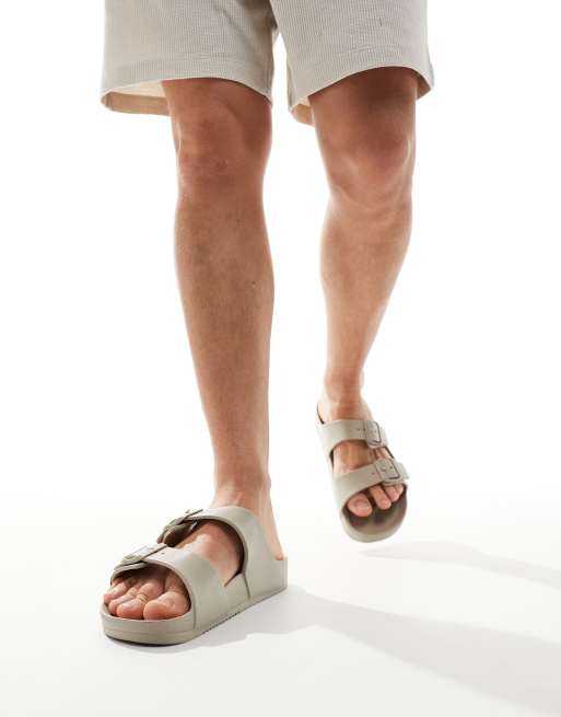 Jack & Jones – Sandalen in Hellbeige mit Fußbett und zwei Riemen, 4 von 4