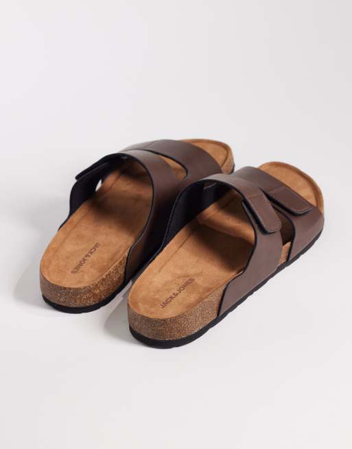 Jack & Jones - Sandalen van imitatiesuède met bandjes in bruin, 4 van 4