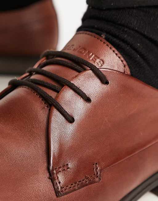 Jack & Jones - Scarpe derby marroni in pelle, 4 di 4