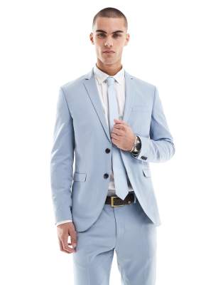 Jack & Jones – Schmal geschnittene Anzugjacke in Hellblau - view 1