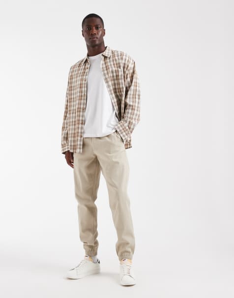 Jack & Jones – Schmal geschnittene Jogginghose in Beige mit Bündchen - view 1