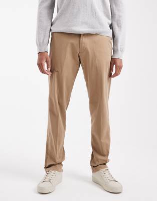 Schmal zulaufende Chinohose in Beige mit weitem Schnitt und Bundfalten-Neutral Neutral W29 L30