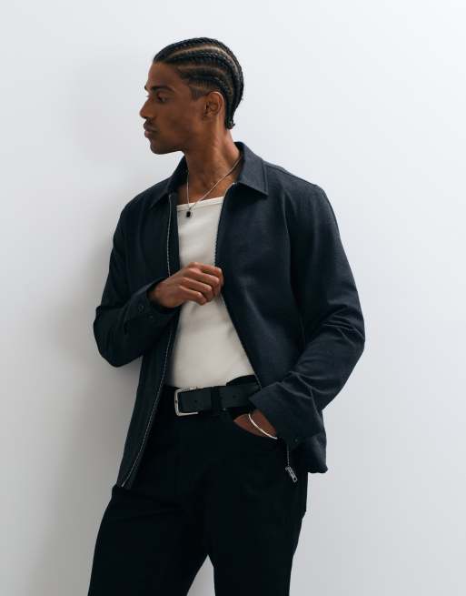 Jack & Jones schmale Smart-Jacke mit doppeltem Reißverschluss in Marineblau, 5 von 5