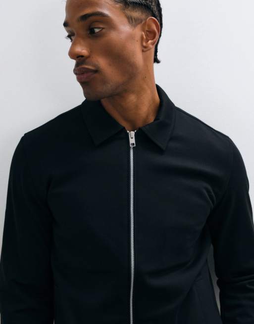 Jack & Jones schmale Smart-Jacke mit doppeltem Reißverschluss in Schwarz, 2 von 5