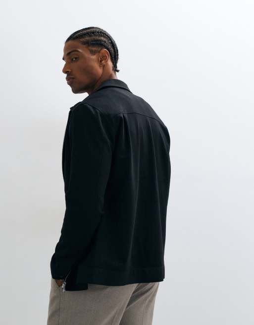 Jack & Jones schmale Smart-Jacke mit doppeltem Reißverschluss in Schwarz, 4 von 5
