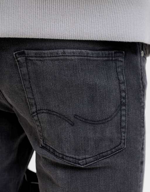 Jack & Jones – Schmale Straight-Fit-Jeans aus Denim in Schwarz, 4 von 5