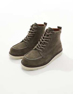 Schnürstiefel aus Wildleder in Grau Grau 45