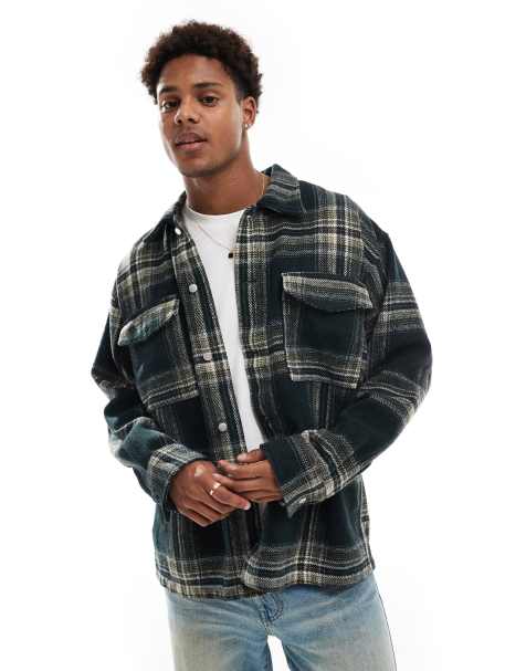Jack & Jones – Schwere, karierte Hemdjacke in Schwarz - view 1
