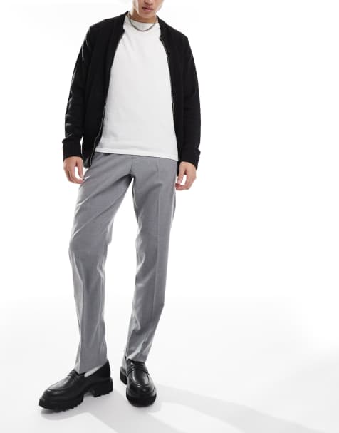 Jack & Jones drawstring smart tapered loose trousers in grey