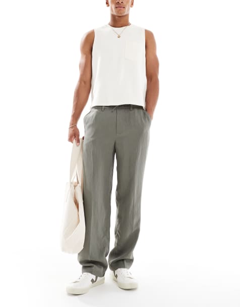 Jack & Jones lightweight drawstring trouser in khaki